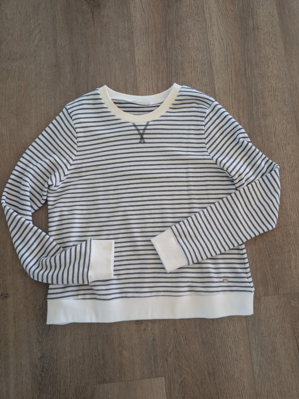 Figs White and Navy Striped Sweatshirt